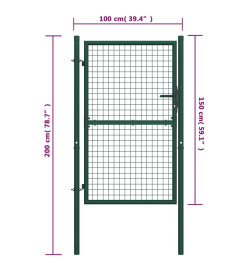 Portail de clôture Acier 100x150 cm Vert