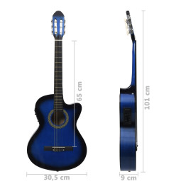 Guitare découpée classique occidentale égaliseur 6 cordes Bleu