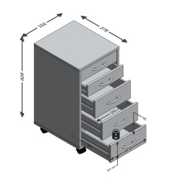FMD Classeur mobile avec 5 tiroirs Blanc
