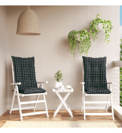 Coussins de chaise jardin à dossier haut lot de 2 carreaux noir