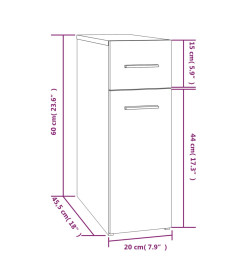 Armoire d'apothicaire Chêne fumé 20x45,5x60cm Bois d'ingénierie