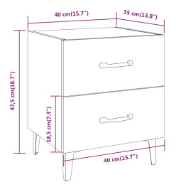 Tables de chevet 2 pcs Blanc brillant 40x35x47,5 cm