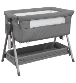 Lit pour bébé avec matelas Gris foncé Tissu de lin