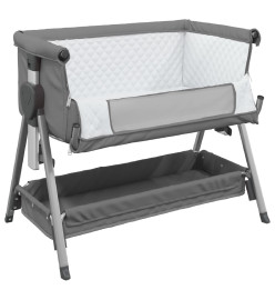 Lit pour bébé avec matelas Gris foncé Tissu de lin