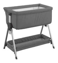 Lit pour bébé avec matelas Gris foncé Tissu de lin