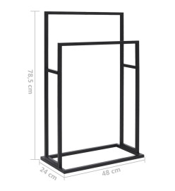 Porte-serviettes sur pied Noir 48x24x78,5 cm Fer