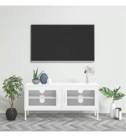 Meuble TV Blanc 105x35x50 cm Acier