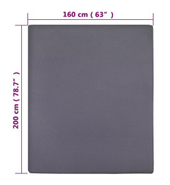 Drap-housse Jersey Anthracite 160x200 cm Coton