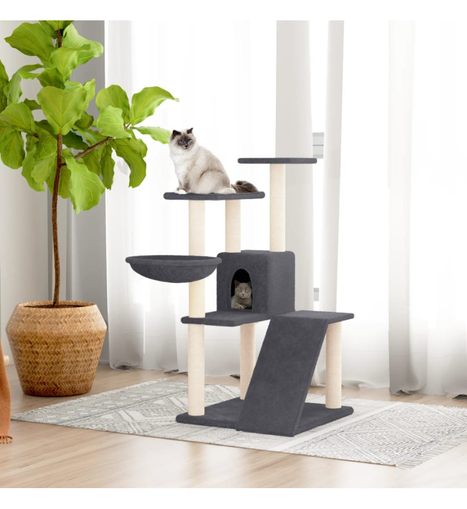 Arbre à chat avec griffoirs en sisal Gris foncé 94 cm