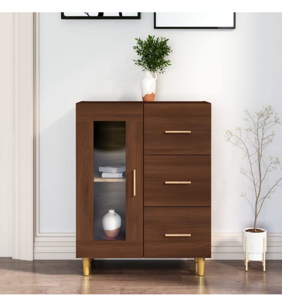 Buffet chêne marron 69,5x34x90 cm bois d'ingénierie