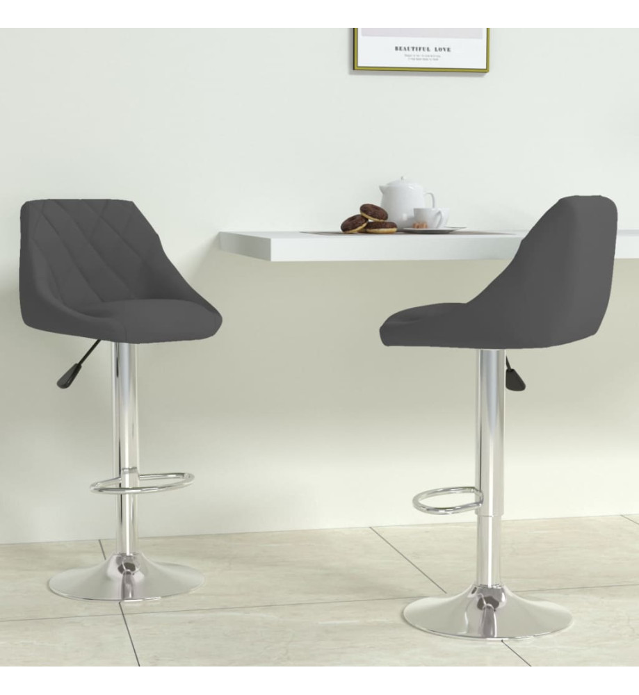 Tabourets de bar lot de 2 gris foncé velours