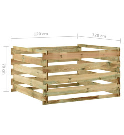 Composteur de jardin à lattes 120x120x70cm Bois de pin imprégné