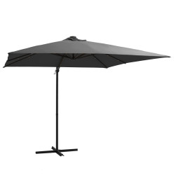 Parasol déporté avec LED et mât en acier 250x250 cm Anthracite