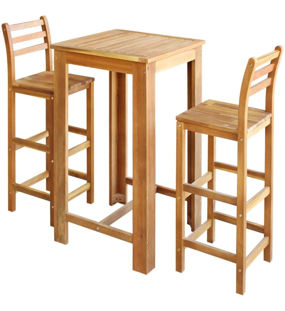 Table et chaises de bar 3 pcs Bois d'acacia massif