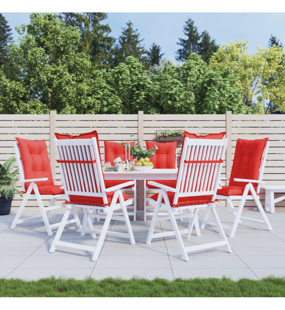 Coussins de chaise de jardin dossier haut lot de 6 rouge tissu Coussins de chaise de jardin dossier haut lot de 6 rouge tissu