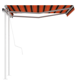 Auvent rétractable automatique poteaux 3,5x2,5 m Orange marron