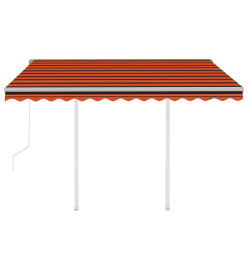 Auvent rétractable automatique poteaux 3,5x2,5 m Orange marron