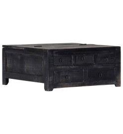 Table basse Noir 65 x 65 x 30 cm Bois de manguier massif