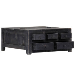 Table basse Noir 65 x 65 x 30 cm Bois de manguier massif