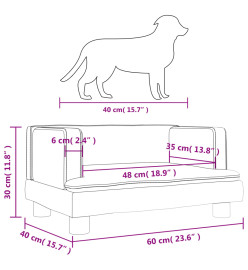 Lit pour chien noir 60x40x30 cm similicuir