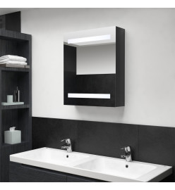 Armoire de salle de bain à miroir LED noir brillant 50x14x60 cm