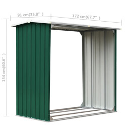 Abri de stockage de bois Acier galvanisé 172x91x154 cm Vert