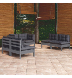 Salon de jardin 6 pcs avec coussins Bois de pin massif