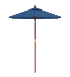 Parasol de jardin avec mât en bois bleu azuré 196x231 cm