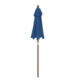 Parasol de jardin avec mât en bois bleu azuré 196x231 cm