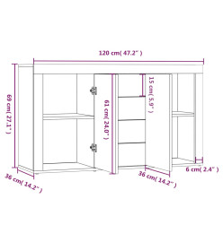 Buffet Sonoma gris 120x36x69 cm Bois d'ingénierie