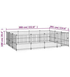 Chenil d'extérieur pour chiens Acier 11,58 m²