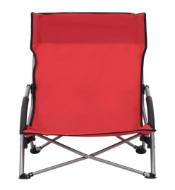 Chaises de plage pliables 2 pcs Rouge Tissu