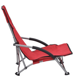 Chaises de plage pliables 2 pcs Rouge Tissu