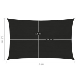 Voile d'ombrage 160 g/m² Noir 2,5x4 m PEHD