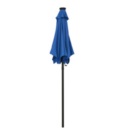 Parasol avec lumières LED Bleu azuré 200x211 cm Aluminium