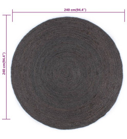 Tapis fait à la main Jute Rond 240 cm Gris foncé