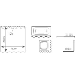 RIDDER Rideau de douche Brilliant 180 x 200 cm