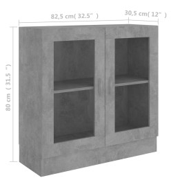 Armoire à vitrine Gris béton 82,5x30,5x80 cm Aggloméré