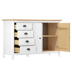 Buffet Hill Blanc 130x40x80 cm Bois de pin solide