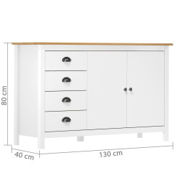 Buffet Hill Blanc 130x40x80 cm Bois de pin solide