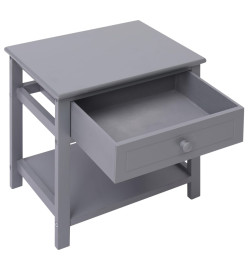 Table de chevet Gris 40x29x42 cm Bois de Paulownia