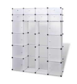 Cabinet modulable avec 18 compartiments blanc 37x146x180,5 cm