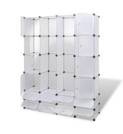 Cabinet modulable avec 18 compartiments blanc 37x146x180,5 cm