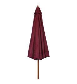 Parasol avec mât en bois 330 cm Bordeaux