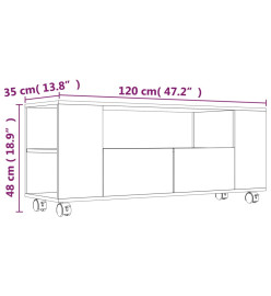 Meuble TV Gris béton 120x35x48 cm Bois d'ingénierie