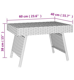 Table d'appoint pliable marron 60x40x38 cm résine tressée