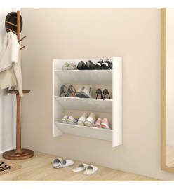 Armoire à chaussures murale Blanc brillant 80x18x90cm Aggloméré