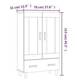 Buffet haut noir 70x31x115 cm bois d'ingénierie