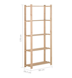 Étagère de stockage 5 niveaux 80x28,5x170 cm Bois de pin massif