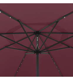 Parasol d'extérieur avec LED et mât en métal 400 cm Bordeaux